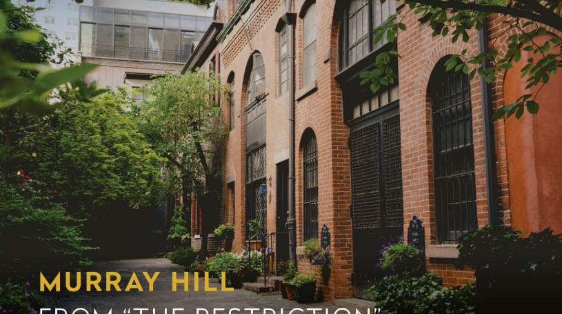 Image of a red brick building with text that reads: Jeff Goodman's Rediscovering New York: Murray Hill